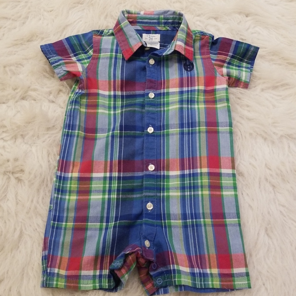 Chaps Plaid One Piece Outfit Size 9 Months